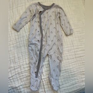 Tea Collection Gray Owl Print baby footie PJs